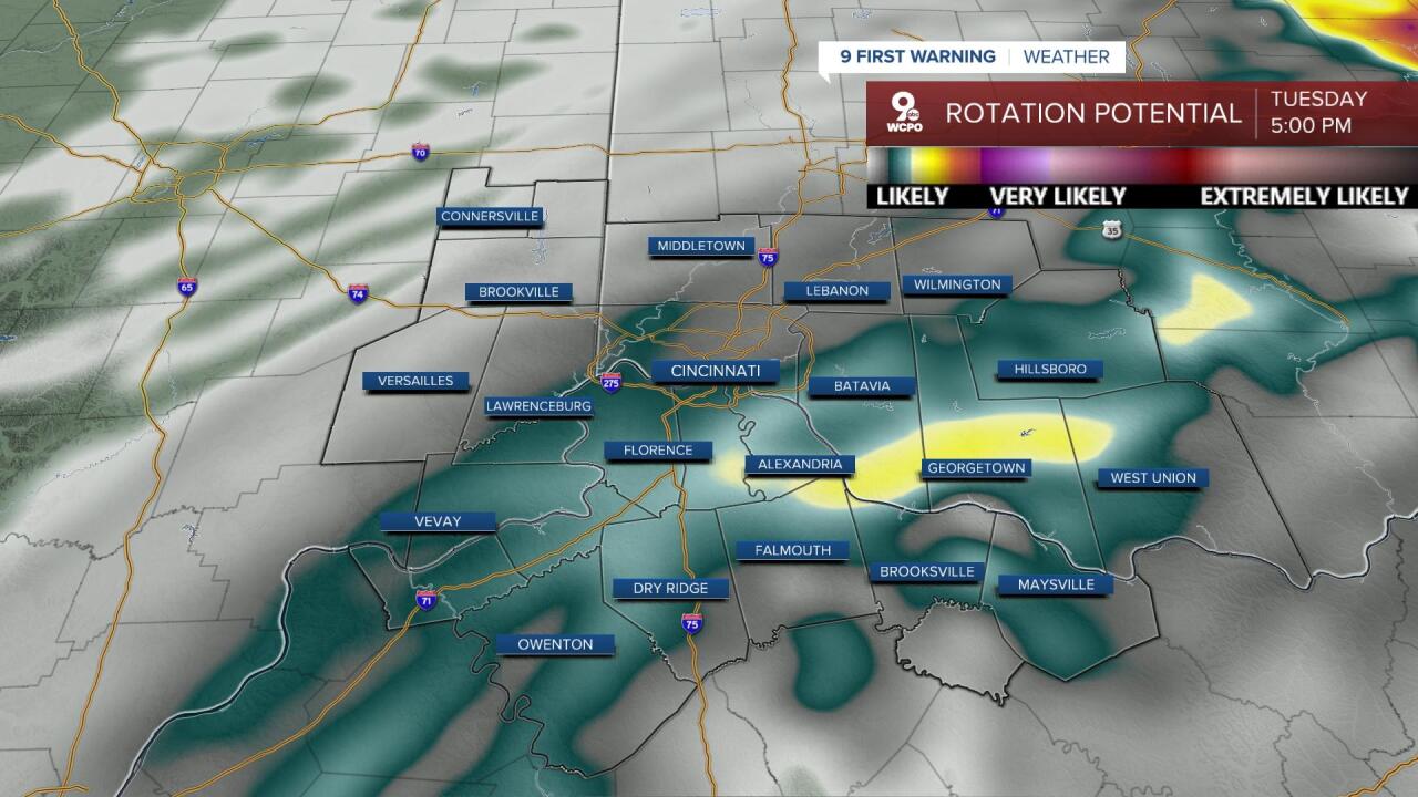Potential atmosphere rotation Tuesday afternoon