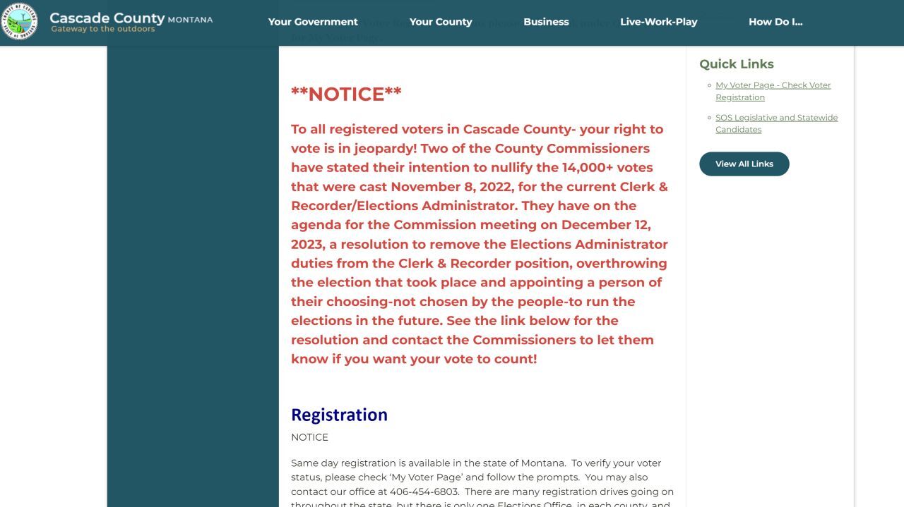 Cascade County Elections website