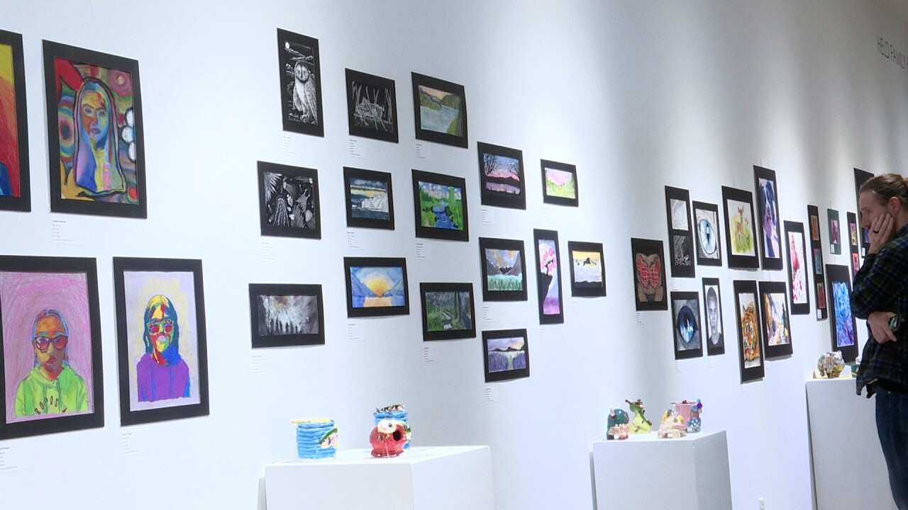 Man admires works of art