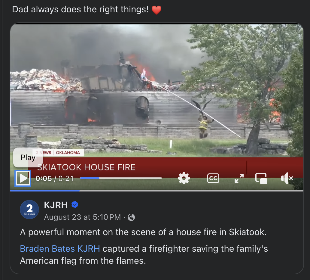 Daughter on Skiatook Fire department