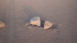 A close view of a rock hurled from the crater during an explosive event.