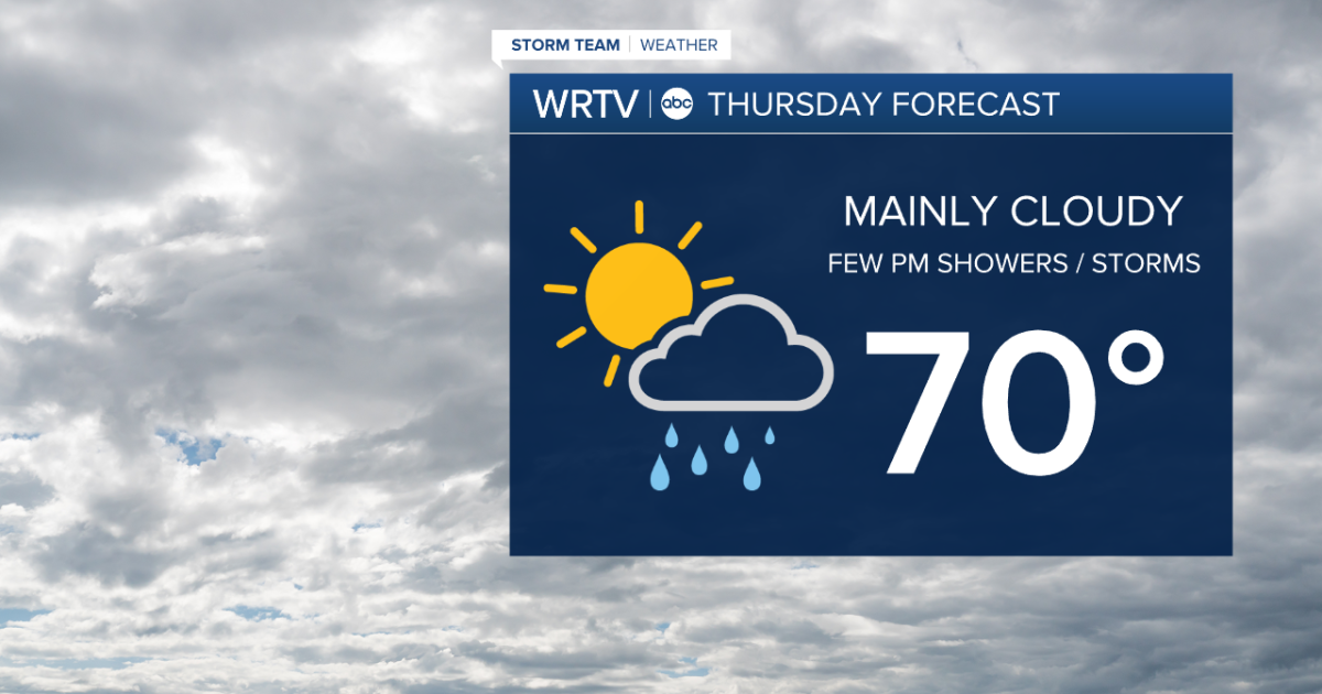 Cooler Thursday with a few showers or storms possible