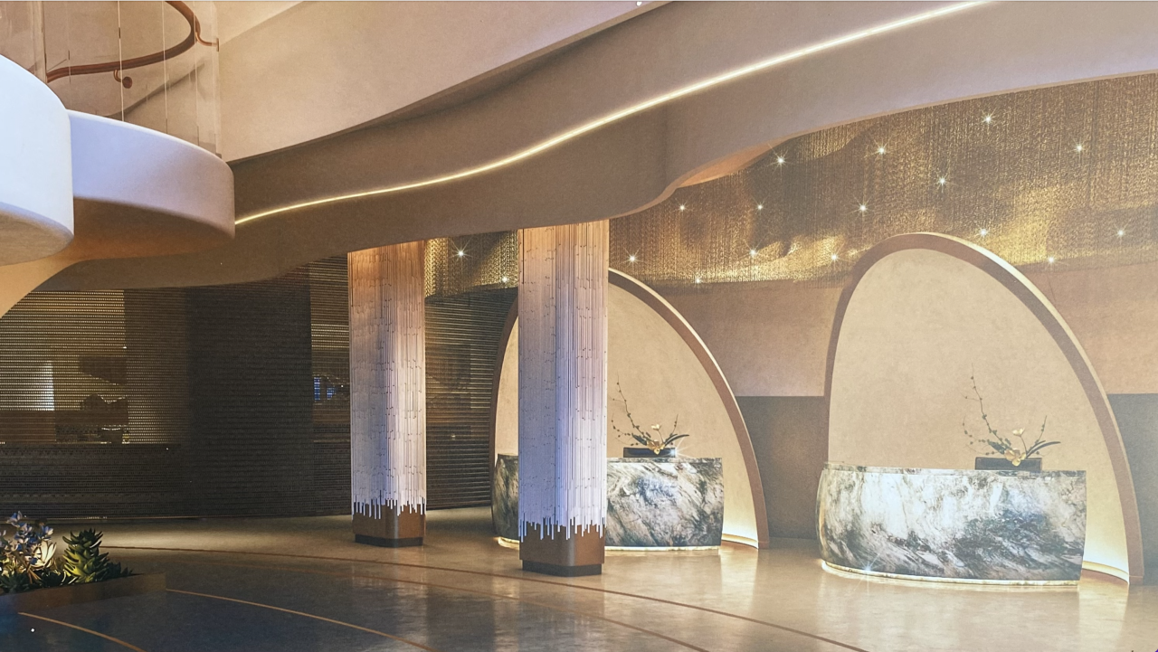 VAI rendering of the reception area in the main entrance.