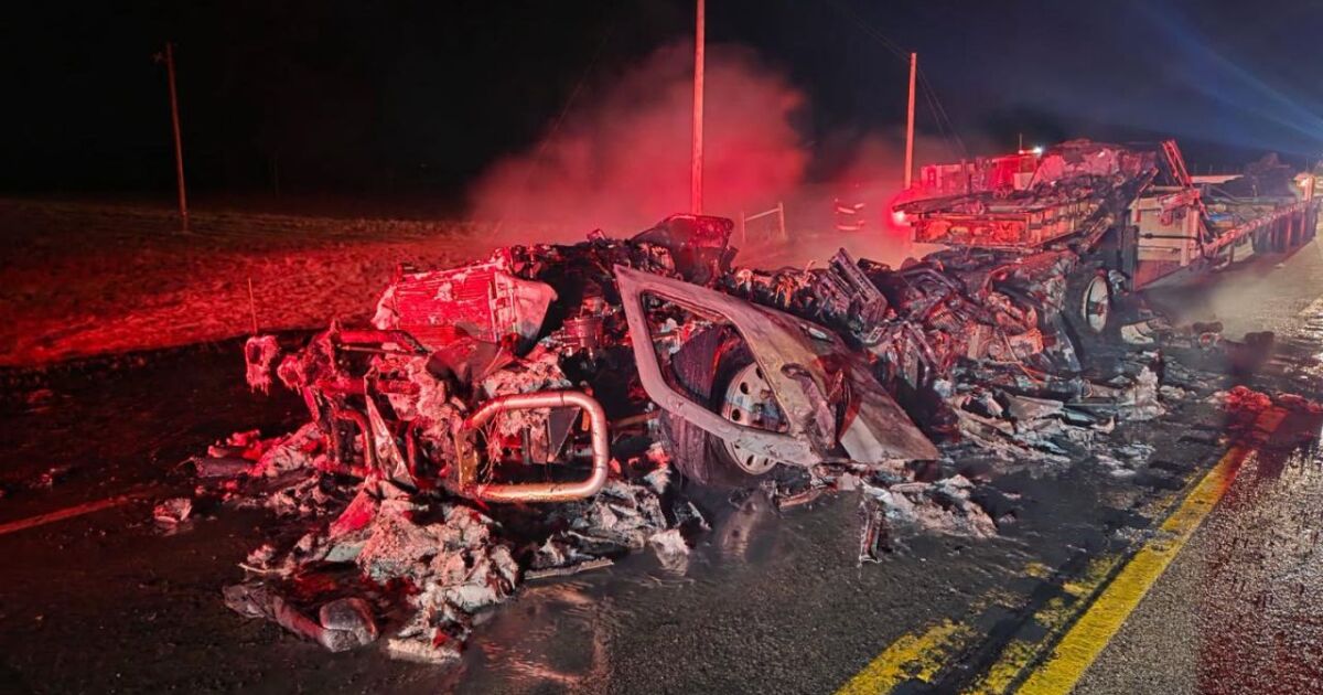 Semi-truck reportedly shot at, destroyed by fire in central Montana