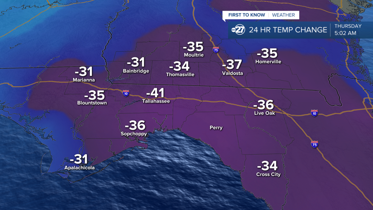 MUCH colder than this time 24-hours ago!