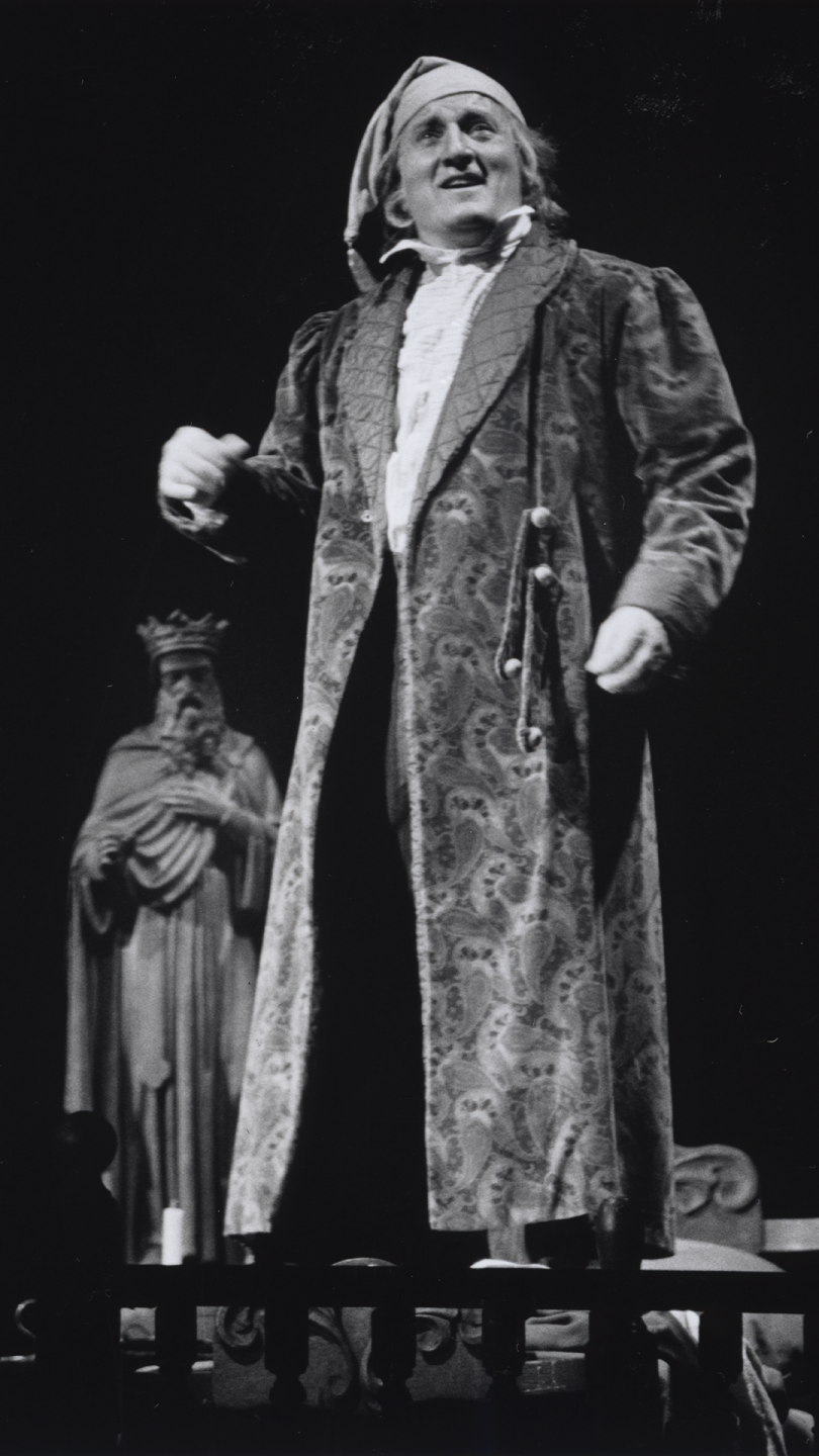 Gary Neal Johnson as Scrooge and the cast of KCRep's 2000 production of A CHRISTMAS CAROL.png
