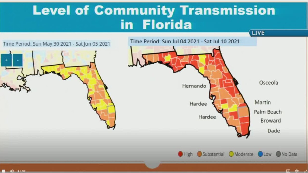 COVID-19 community spread in Florida on July 13, 2021.jpg
