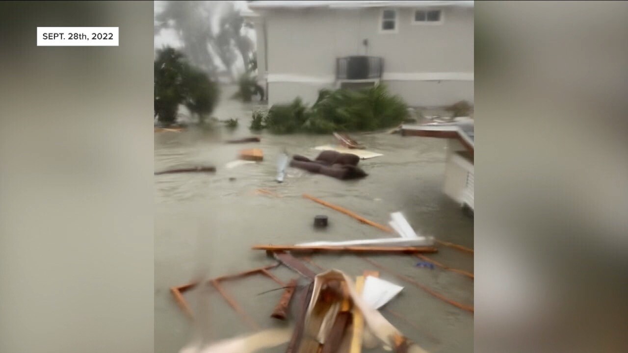 Severe flooding on Fort Myers Beach caused by Hurricane Ian storm surge.