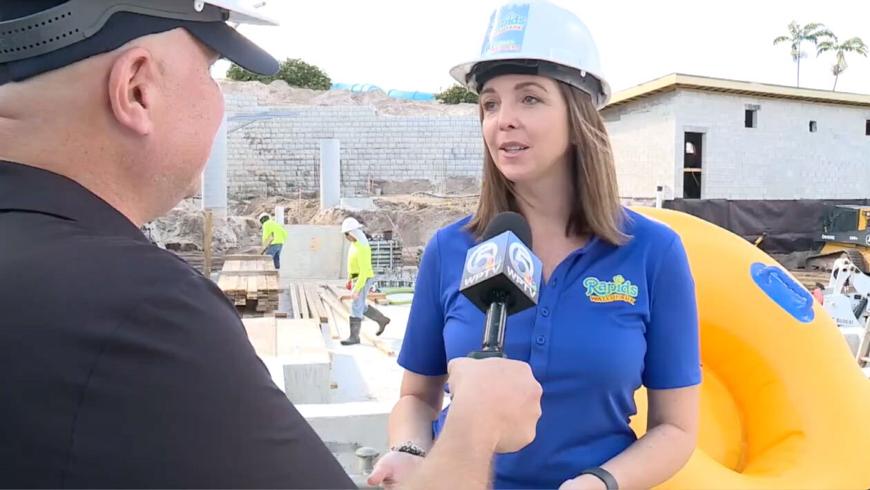 Audrey Padgett, the marketing director for Rapids Water Park, discusses with WPTV reporter T.A. Walker what makes the new water coaster so special.