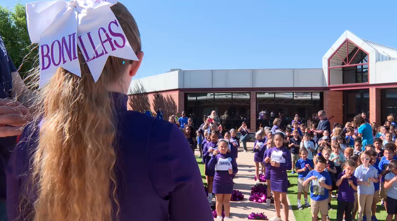 Ricki Williams leading assembly at Bonillas