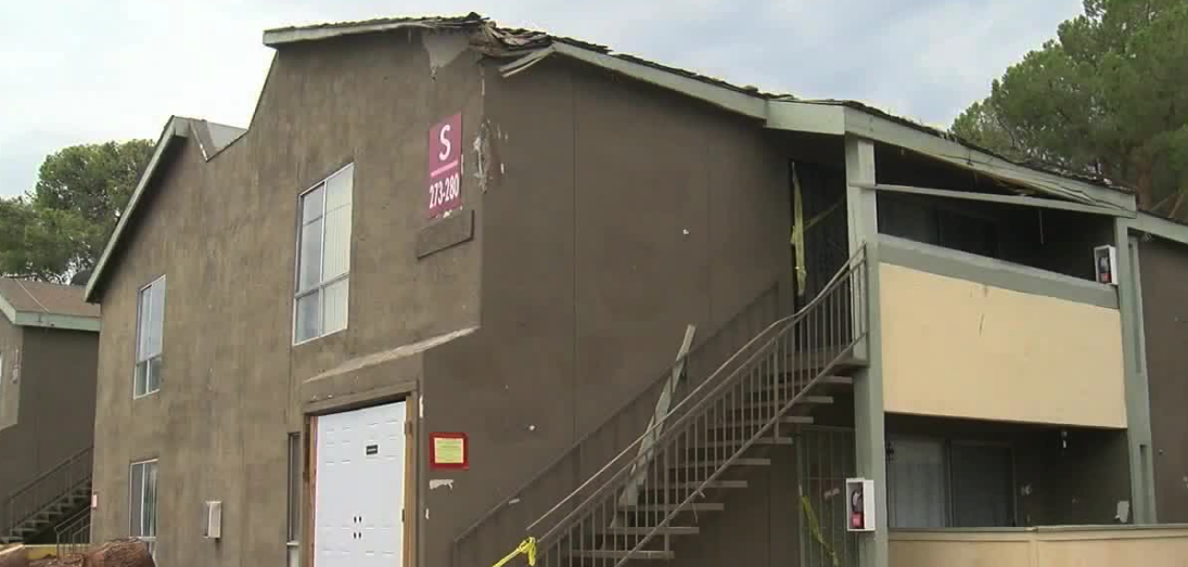 Storm damage at Lake Sahara apartments