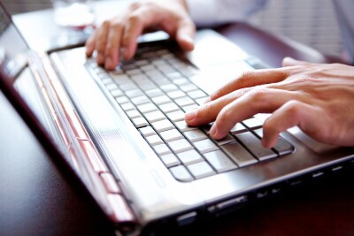 Typing computer laptop working home job 