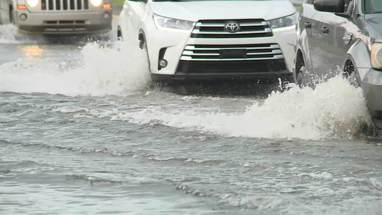 Flooding on a road in Port St. Lucie