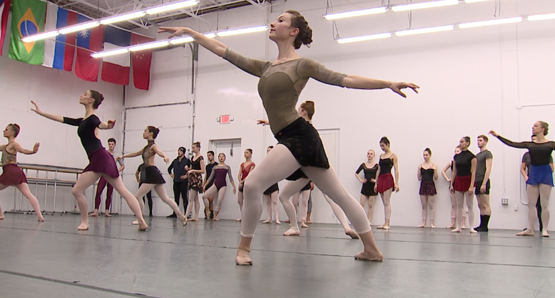 Dancers from the Cleveland Ballet Company rehearse