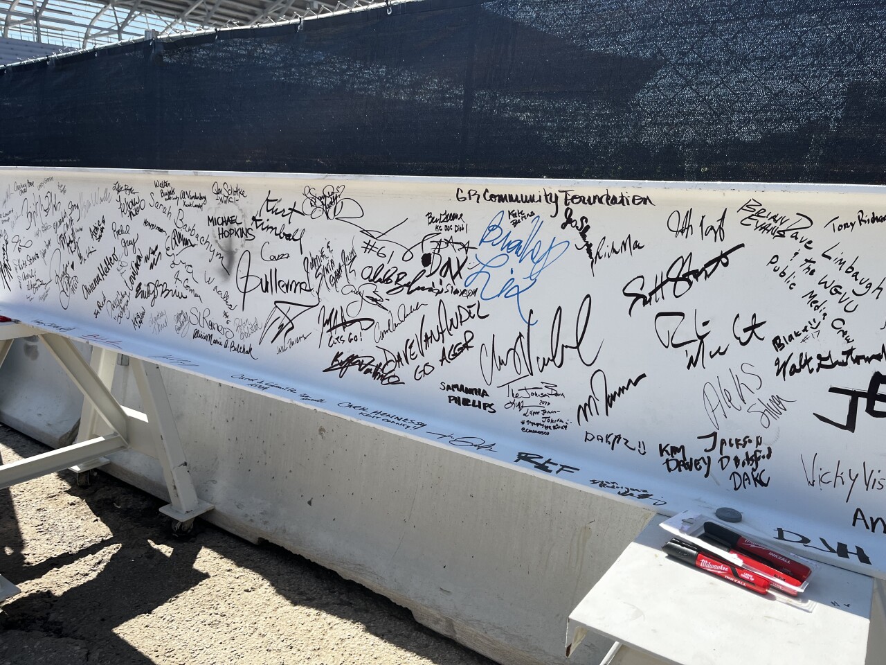 Signed final beam for Amway Soccer Stadium 