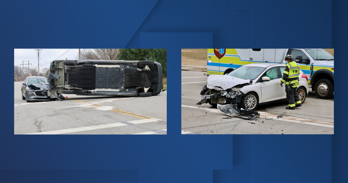 Amazon delivery van ends up on its side in 3-vehicle crash in Shawnee