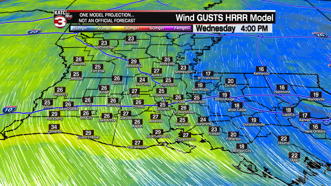 Acadiana Wind Gust Extended HRRR.png