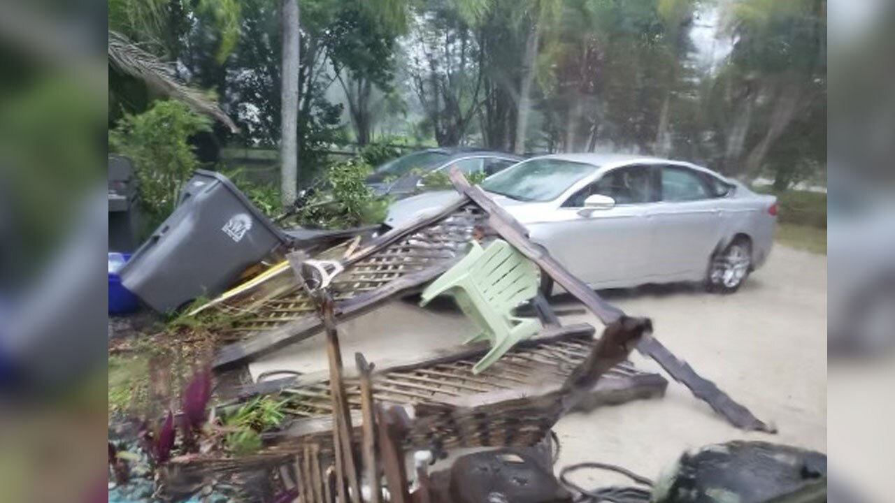 Strong winds scattered debris in Palm Beach Country Estates on April 11, 2021