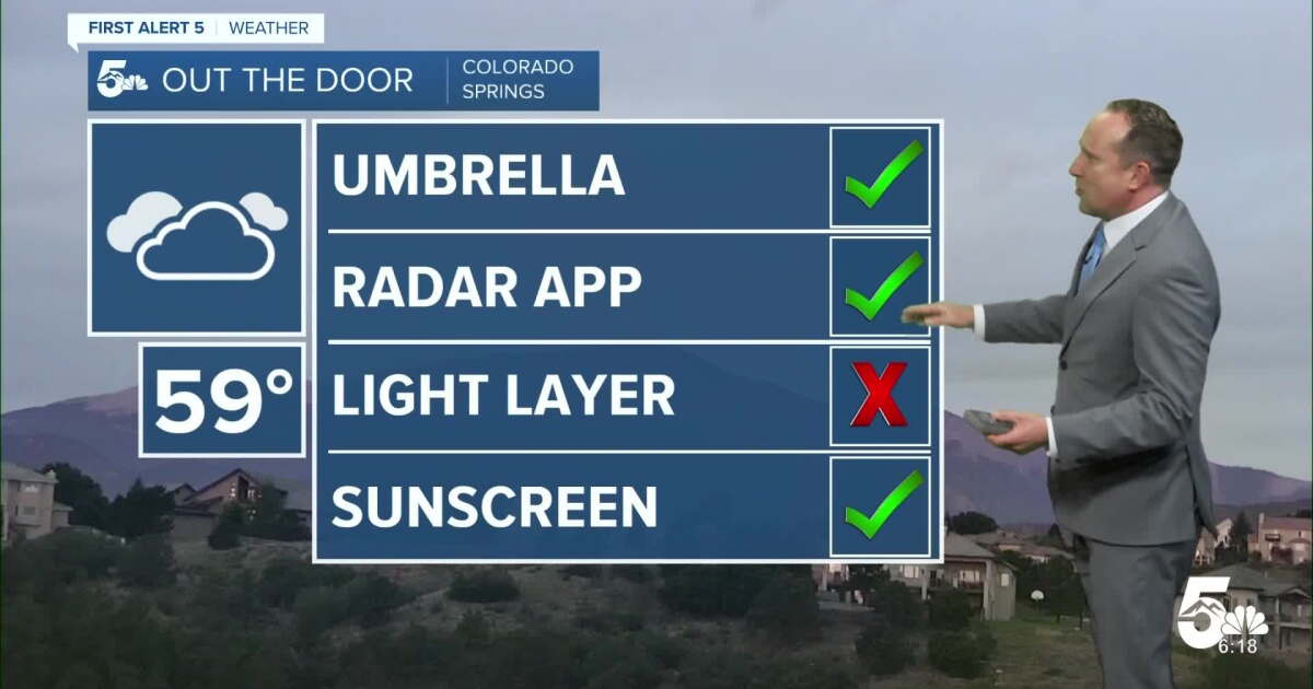 Patchy morning drizzle will give way to a few spot showers Tuesday afternoon