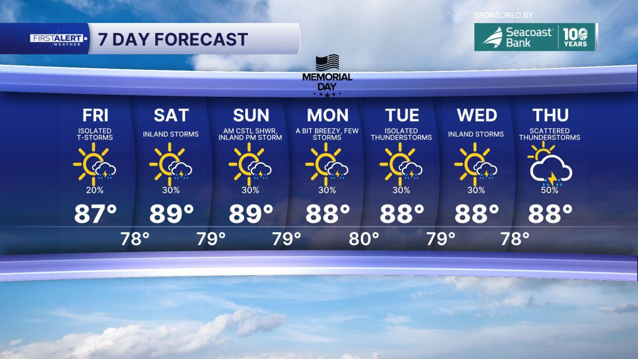7-day forecast May 22, 2026