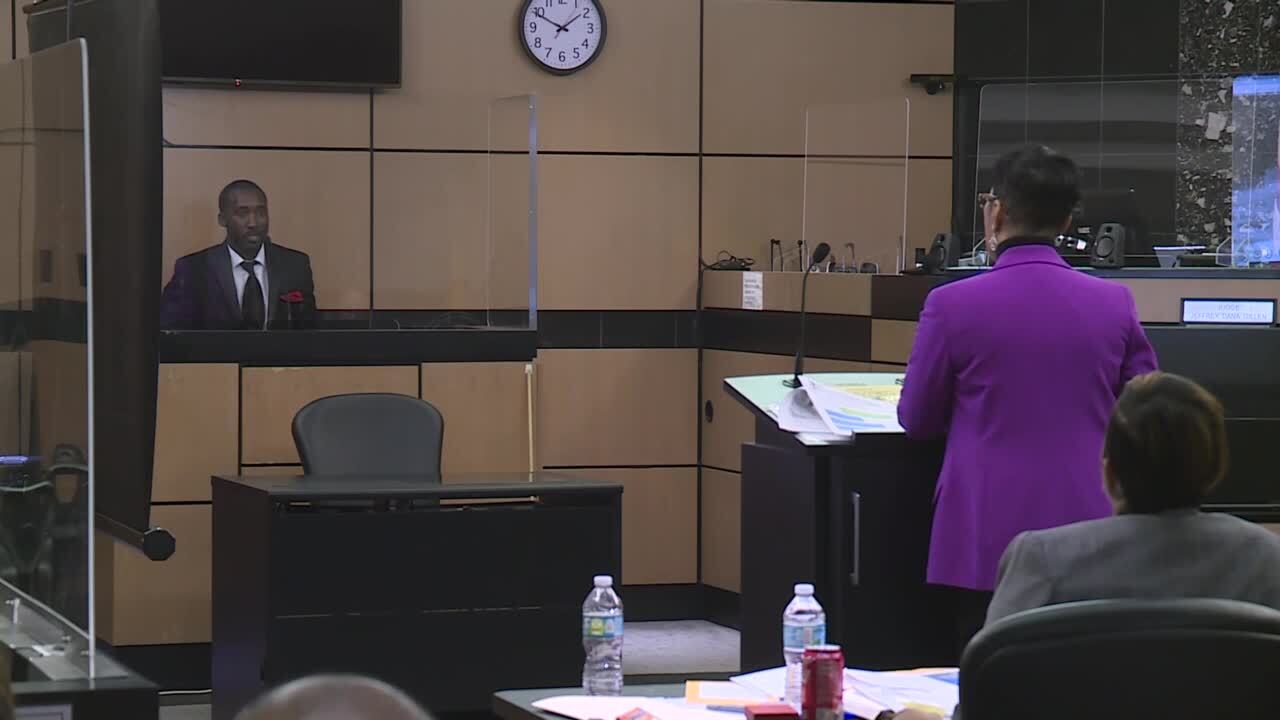 Adrienne Ellis cross examines Darryl 'DJ' Rudolph during Travis Rudolph's 'stand your ground' hearing, March 8, 2022