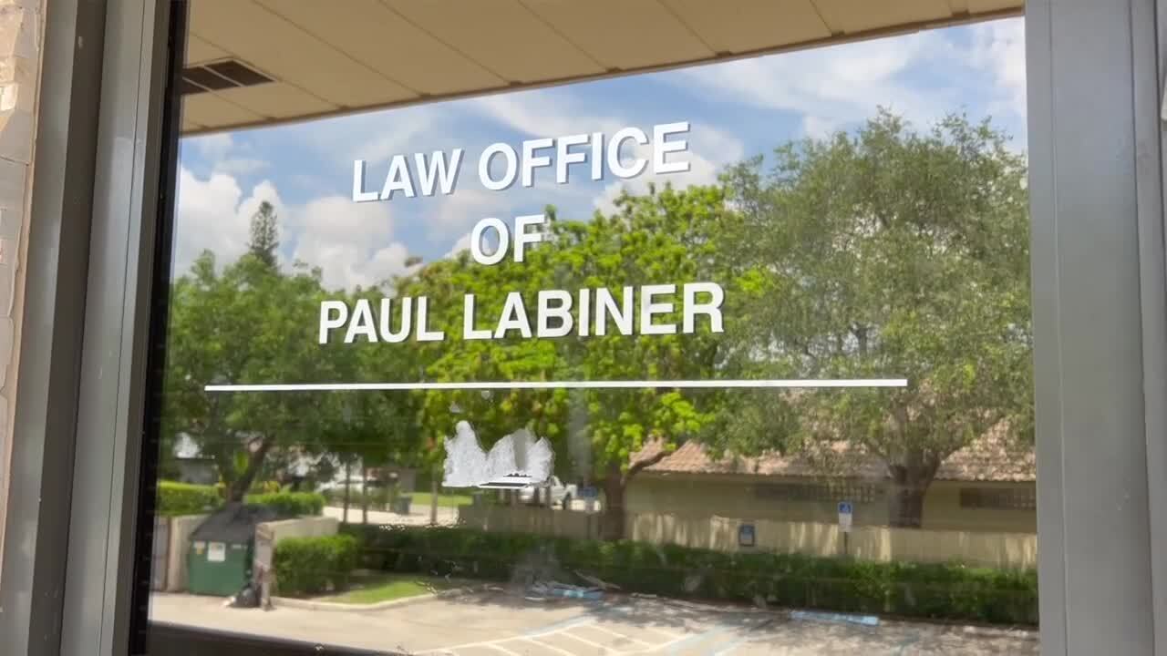 'Law Office of Paul Labiner' sign on door, July 3, 2023