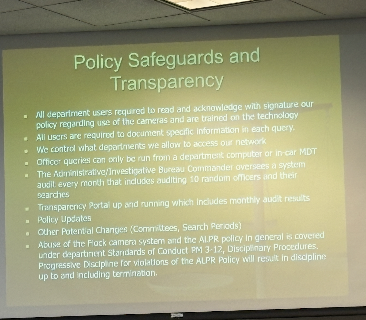 Union Township PD Flock policies
