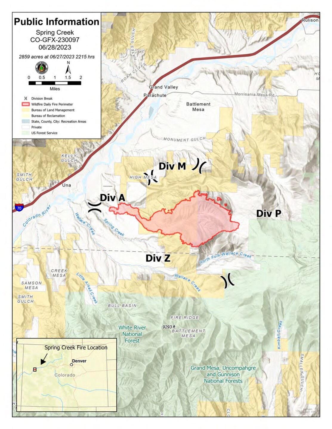 spring creek fire map_June 28 2023