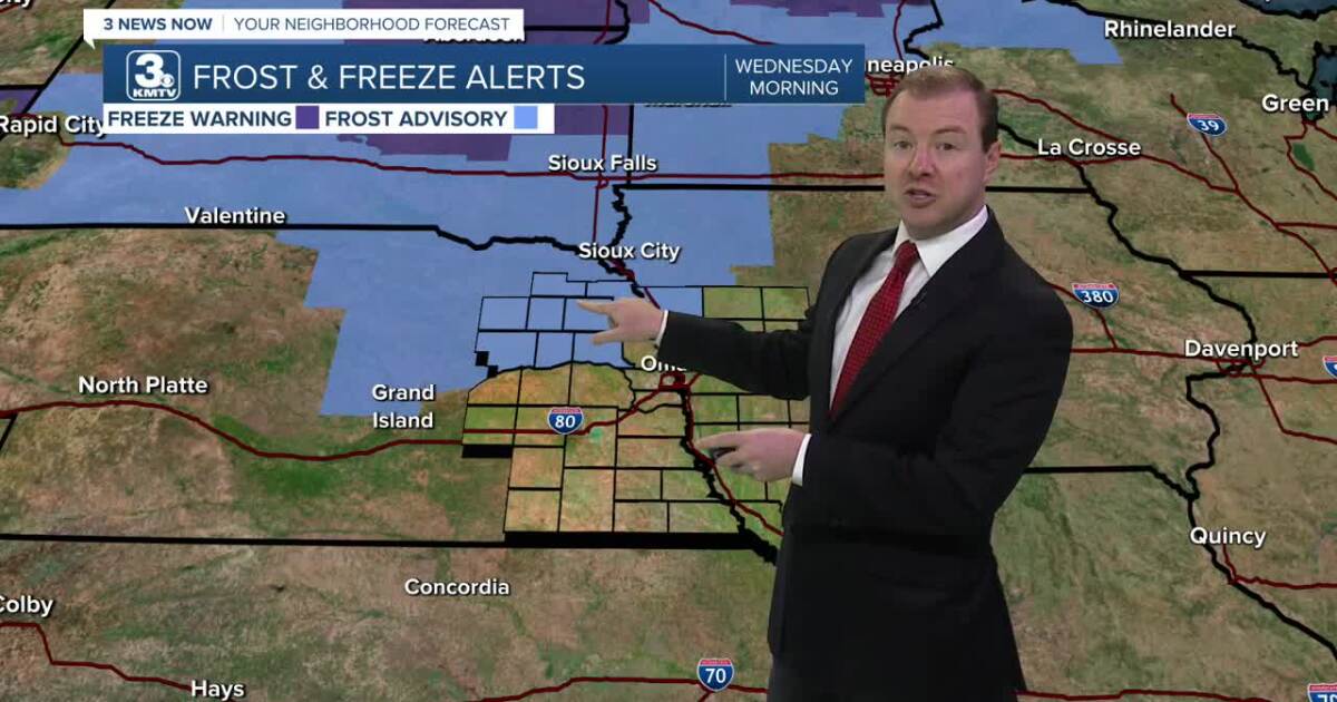 Patchy frost possible northwest of Omaha tonight