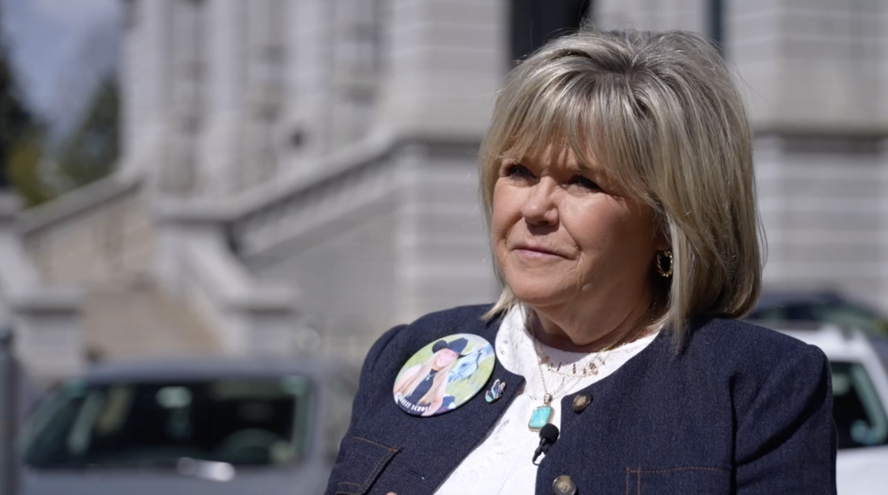 Lori Schott speaks after a verdict in Los Angeles found Meta and YouTube responsible for harming young users.