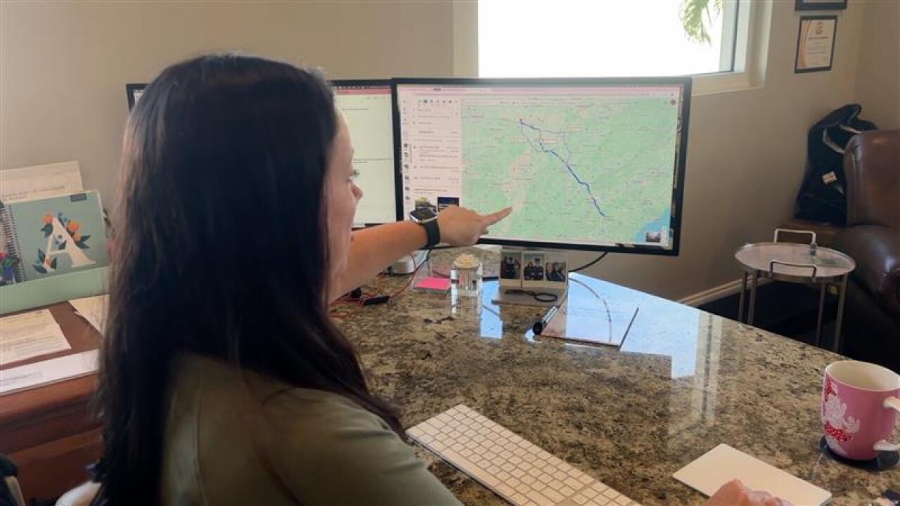 Amy Hart mapping out the road trip 