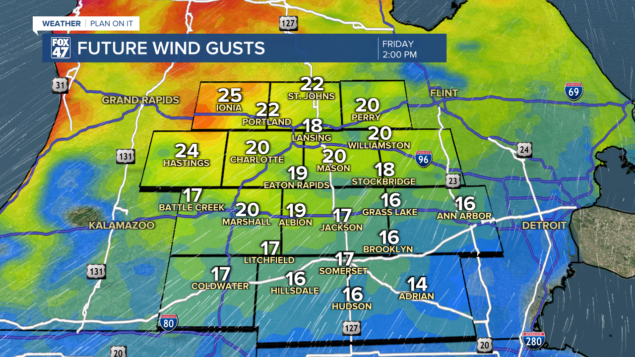 Ahead of an advancing cold front, we could see wind gusts up to 30 mph Friday afternoon
