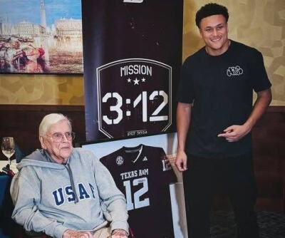 Marcus Ratcliffe with WWII Veteran