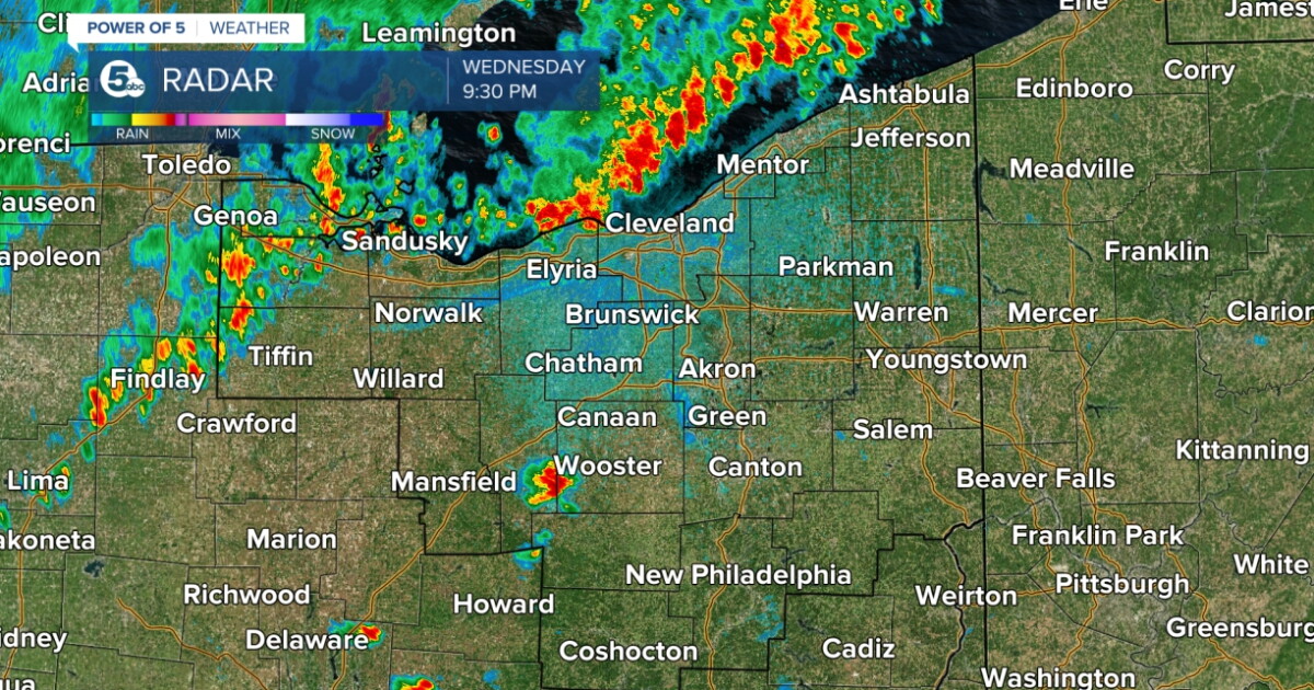 Strong thunderstorms move east across northern edge of Northeast Ohio