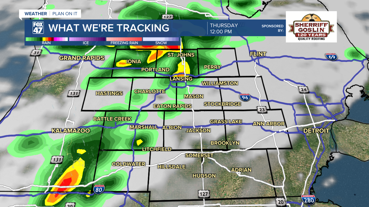Showers and storms Thursday could kick off as early as noon around Mid-Michigan