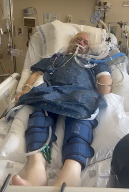 John Daulton in his hospital room after another inmate allegedly assaulted him in the Kenton County Detention Center on May 14