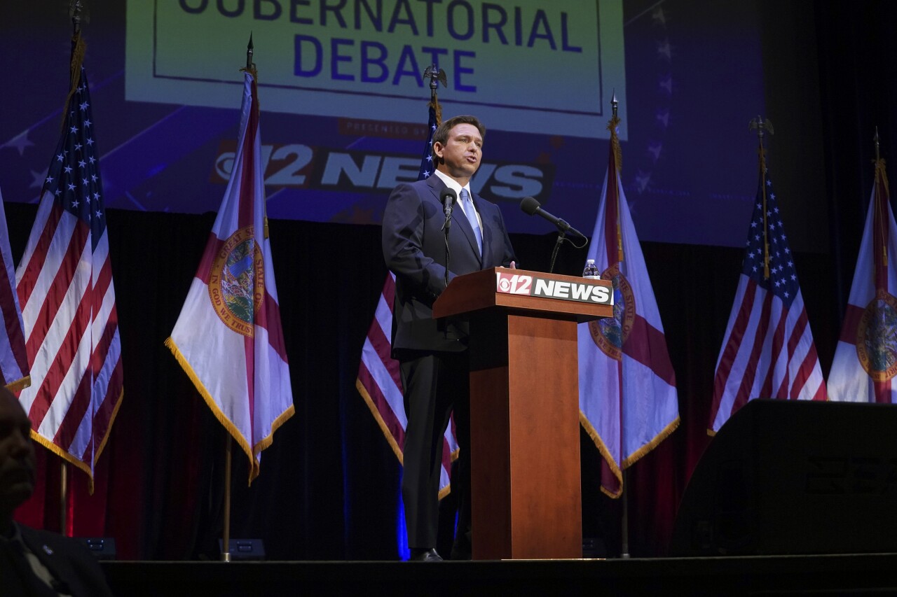 Gov. Ron DeSantis speaks at Florida gubernatorial debate, Oct. 24, 2022