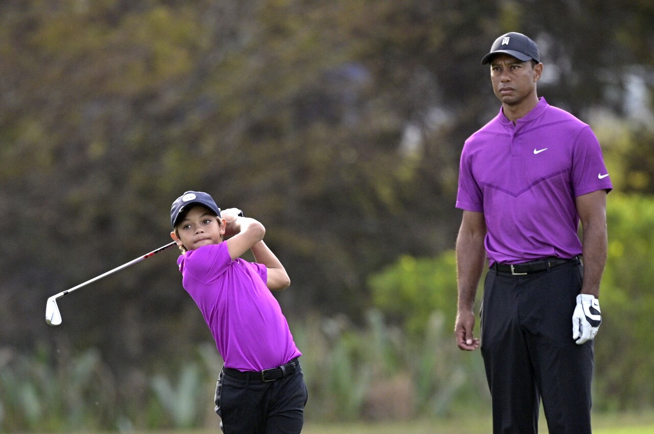 Tiger Woods and son Charlie Woods at 2020 PNC Championship
