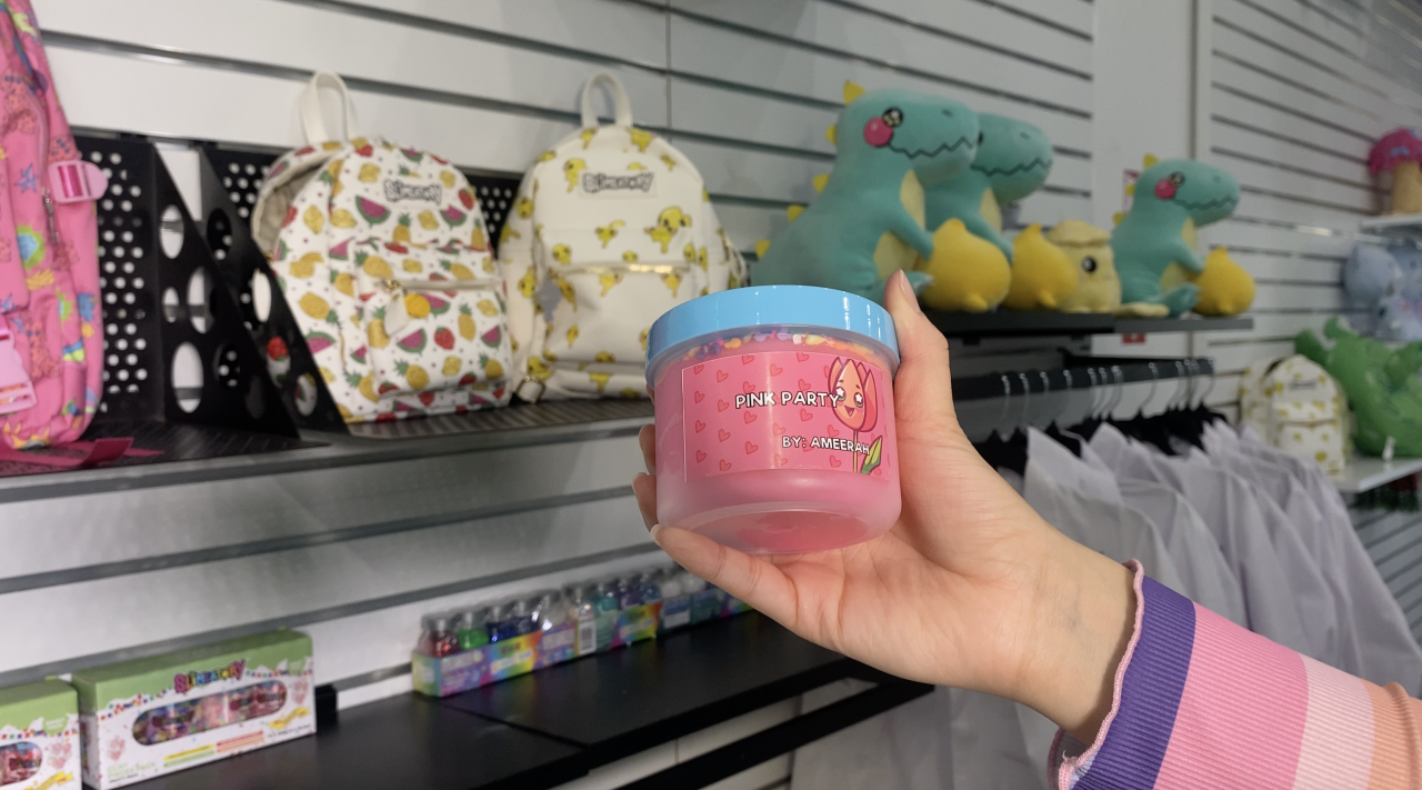 Personalized slime with a custom label created at the DIY Slime Bar.