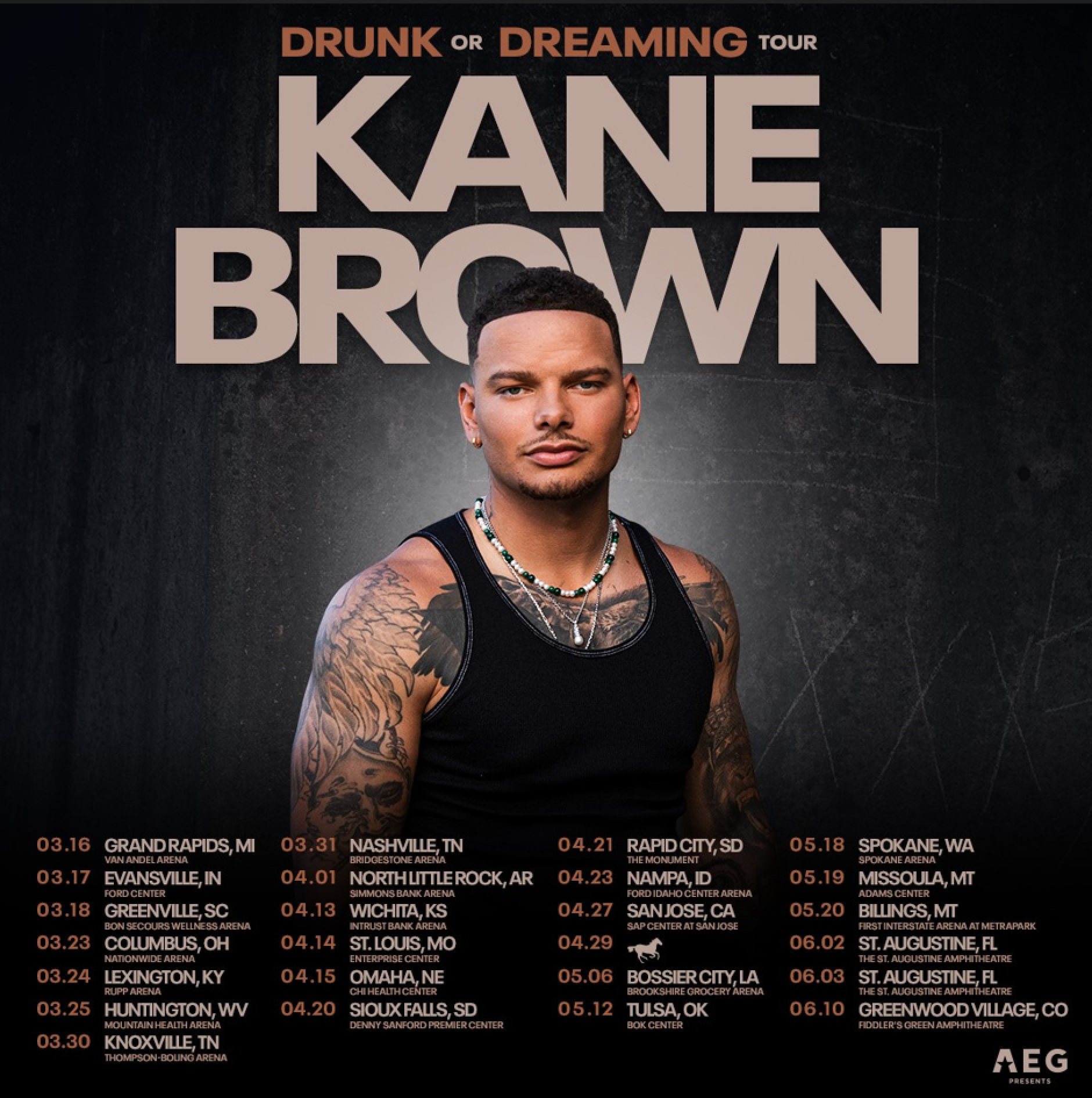 Kane Brown making a stop in Omaha in 2025 as part of global tour