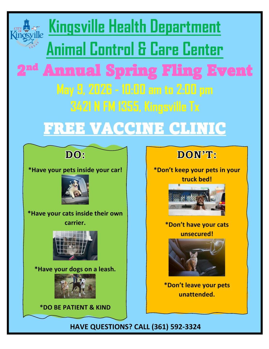 City of Kingsville Health Department Animal Control & Care Center 2nd Annual Spring Fling