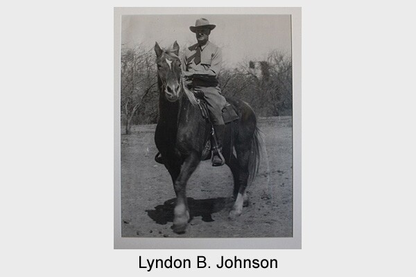 LBJ on his horse at Rancho de la Osa