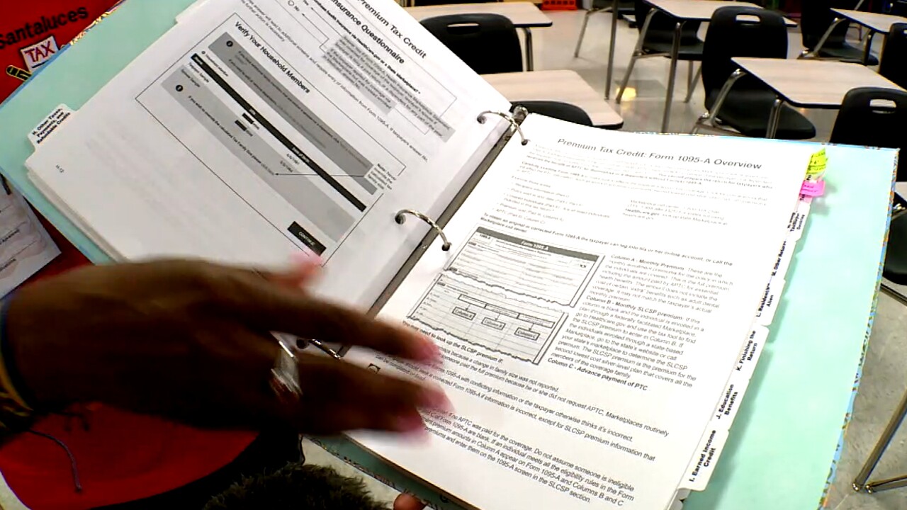 Santaluces Community High School teacher Veronica Kivela shows tax preparation information on April 6, 2022.jpg