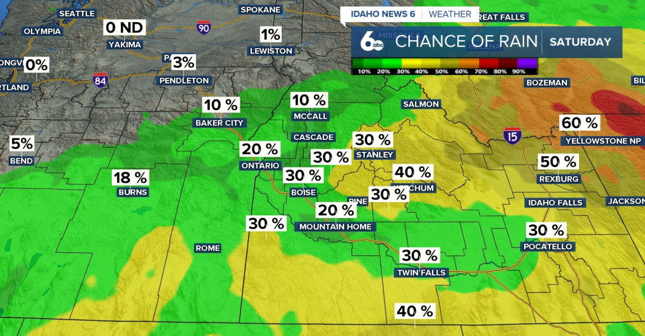 Chance of rain on Saturday