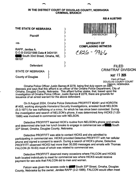 KMTV has redacted parts of this document to protect underage people or those who have not been identified by police of suspected wrongdoing.