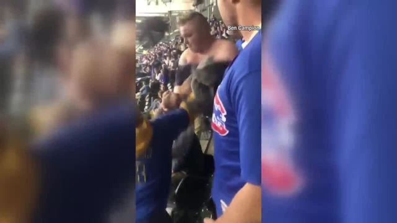 fight breaks out between brewers cubs fans at miller park friday