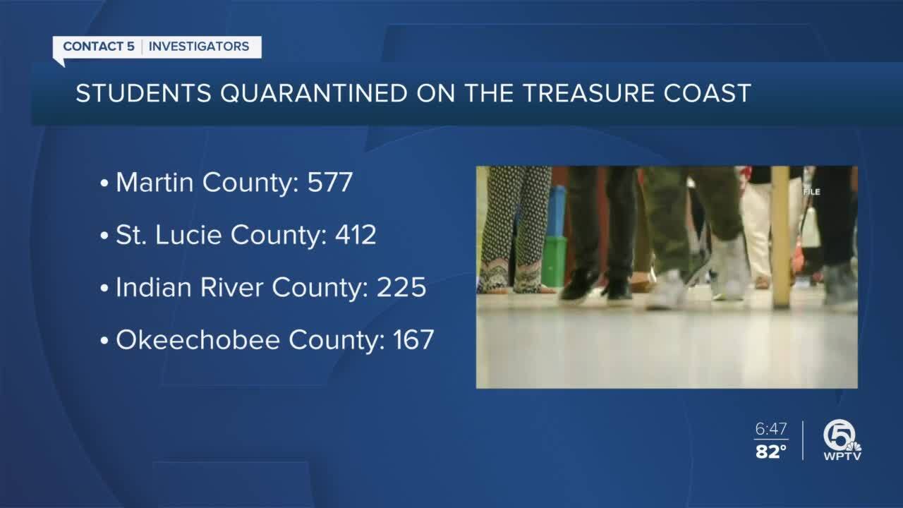 'Students Quarantined on the Treasure Coast' graphic