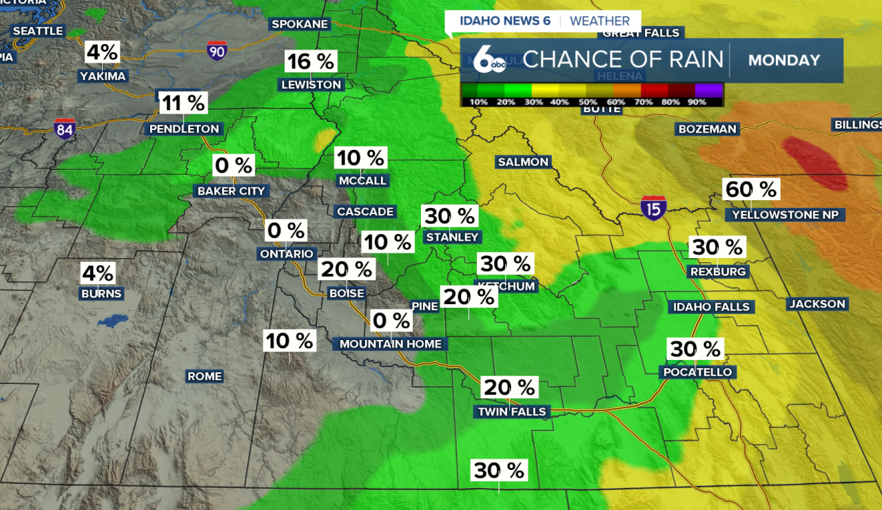 Chance of precipitation Monday