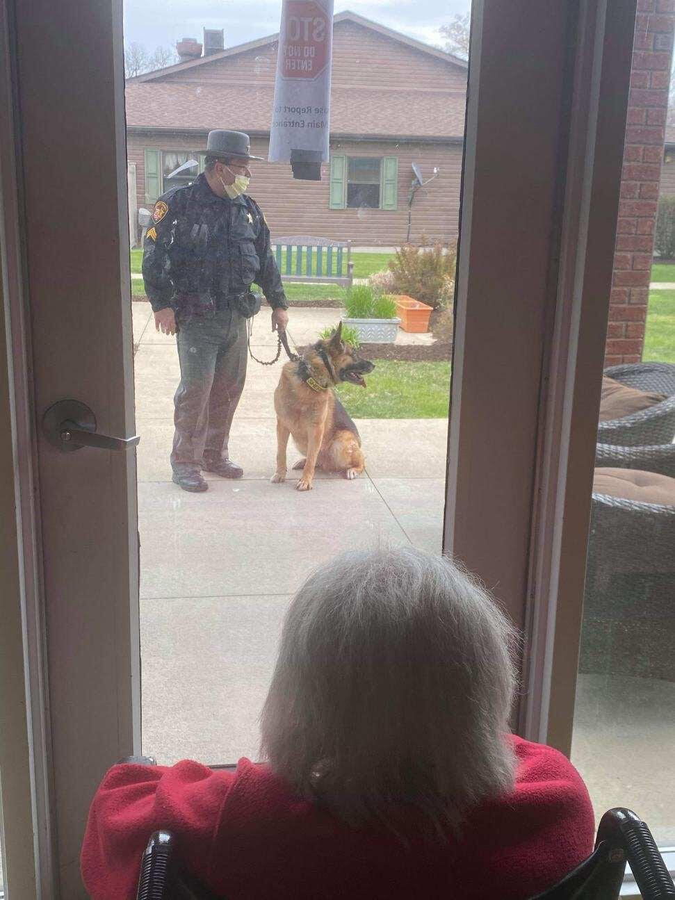 Stark County Sheriff's Office bring their K-9s to visit the Allay Senior Care Center.