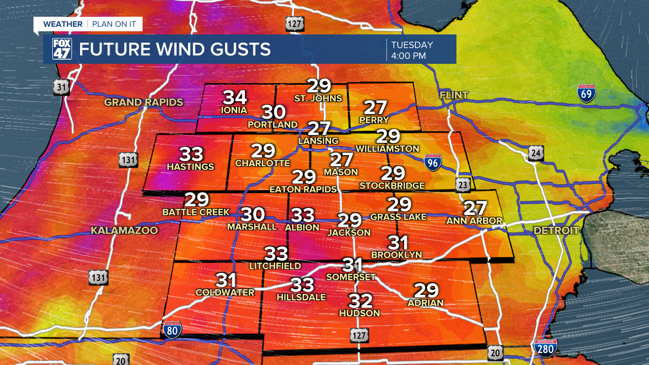 Wind gusts today possibly meeting 40 mph